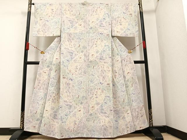 平和屋着物●上質な小紋 ろうけつ染め バティック 更紗文様 鬼しぼ縮緬 正絹 逸品 AAAZ5101ph