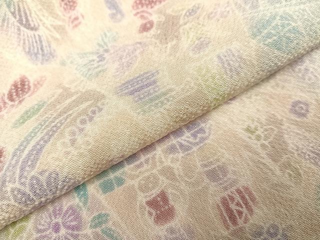 平和屋着物●上質な小紋 ろうけつ染め バティック 更紗文様 鬼しぼ縮緬 正絹 逸品 AAAZ5101ph