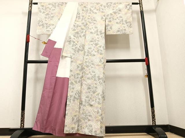 平和屋着物●上質な紬 草花文 正絹 逸品 AAAZ5106ph