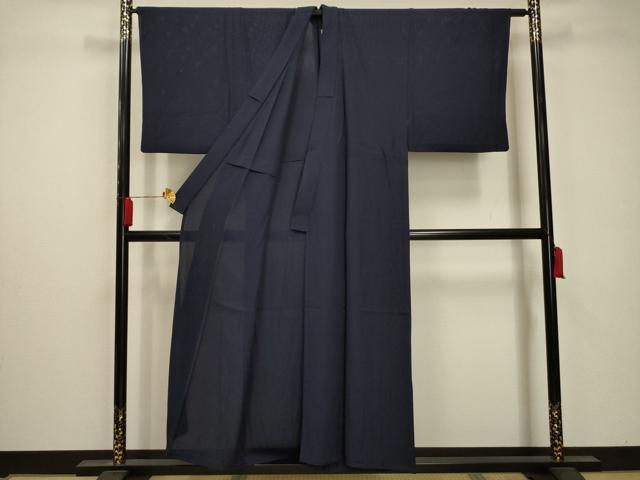 平和屋着物*夏物 男性 色無地 絽 濃藍色 正絹 逸品 AAAZ5131sx