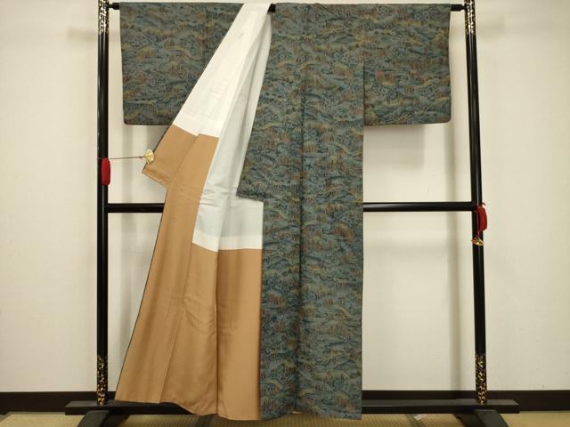 平和屋着物■上質な紬 風景文 正絹 逸品 AAAZ5323sx