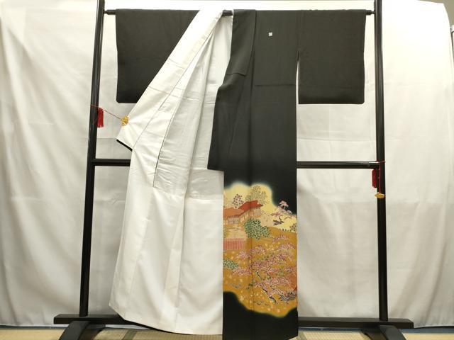 平和屋着物■豪華黒留袖 作家物 風景文 暈し染め 金彩 正絹 逸品 AAAZ5432ma