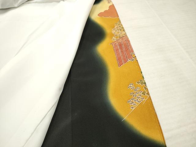 平和屋着物■豪華黒留袖 作家物 風景文 暈し染め 金彩 正絹 逸品 AAAZ5432ma