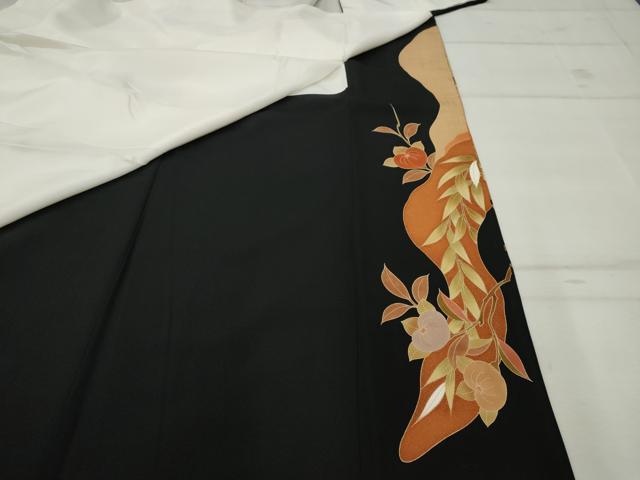 平和屋着物■豪華黒留袖 駒刺繍 道長草花文 金彩 正絹 逸品 AAAZ5677nf