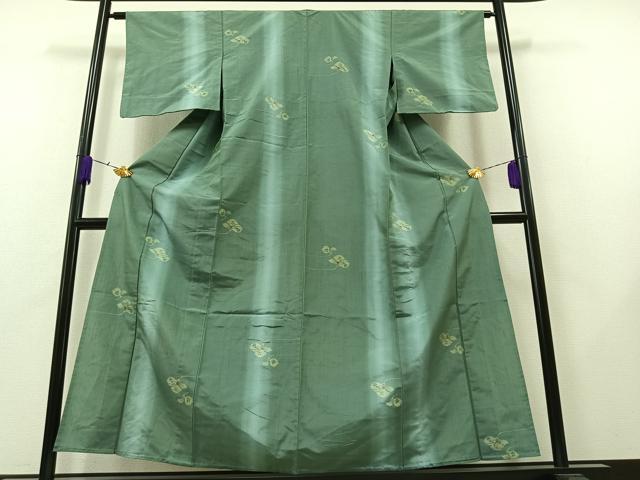 平和屋着物▽上質な紬 単衣 枝花文 正絹 逸品 AAAZ5682jh
