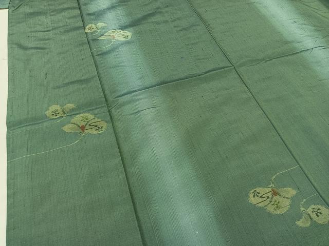 平和屋着物▽上質な紬 単衣 枝花文 正絹 逸品 AAAZ5682jh