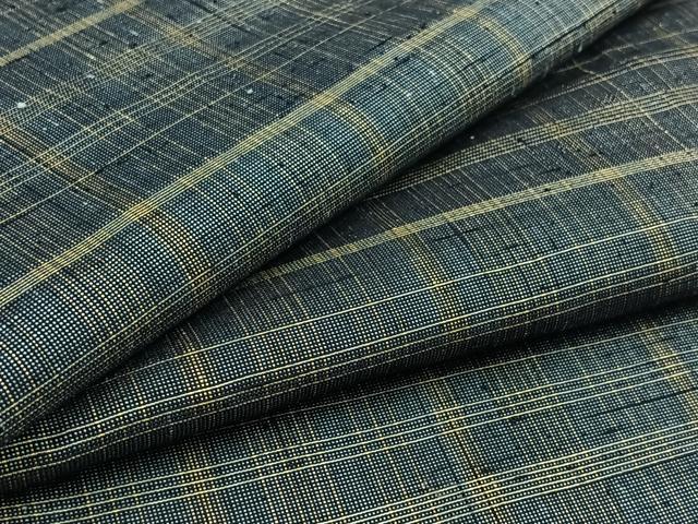 平和屋着物▽上質な紬 単衣 格子 正絹 逸品 AAAZ5683jh
