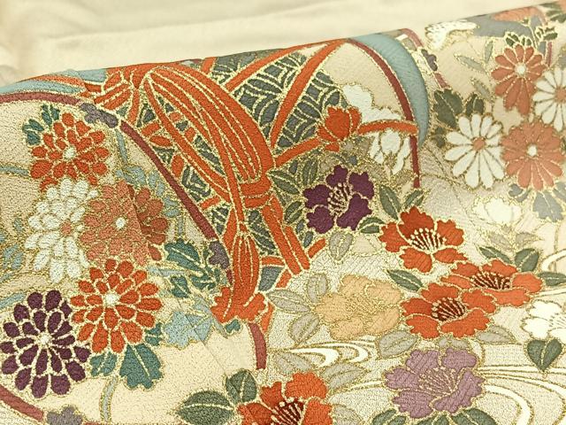 平和屋着物▽訪問着 単衣 流水鼓花文 暈し染め 金彩 正絹 逸品 未使用 AAAZ5688jh