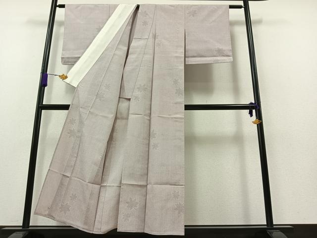 平和屋着物▽本塩沢 単衣 110亀甲 舞葉文 正絹 逸品 AAAZ5695jh