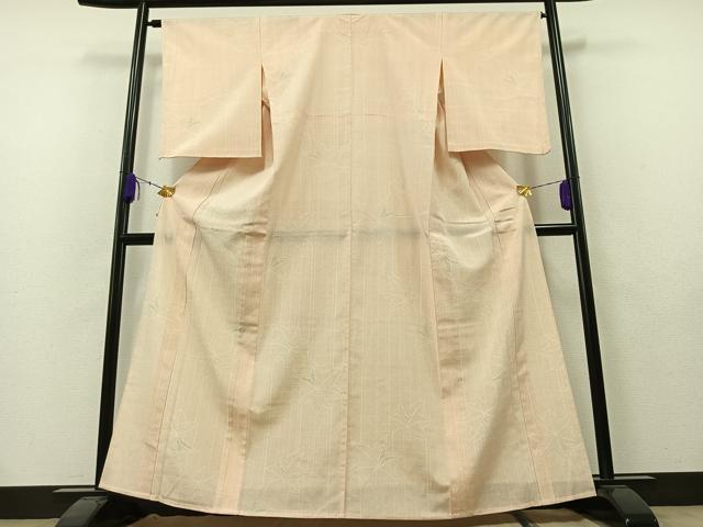 平和屋着物▽本塩沢 単衣 舞葉文 正絹 逸品 AAAZ5706jh