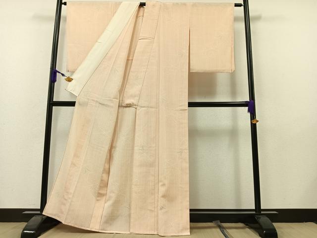 平和屋着物▽本塩沢 単衣 舞葉文 正絹 逸品 AAAZ5706jh