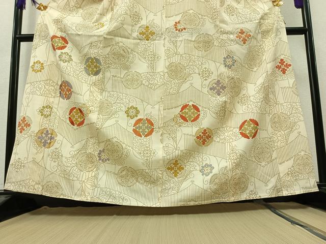 平和屋着物▽訪問着 単衣 駒刺繍 七宝花文 金糸 正絹 逸品 AAAZ5709jh