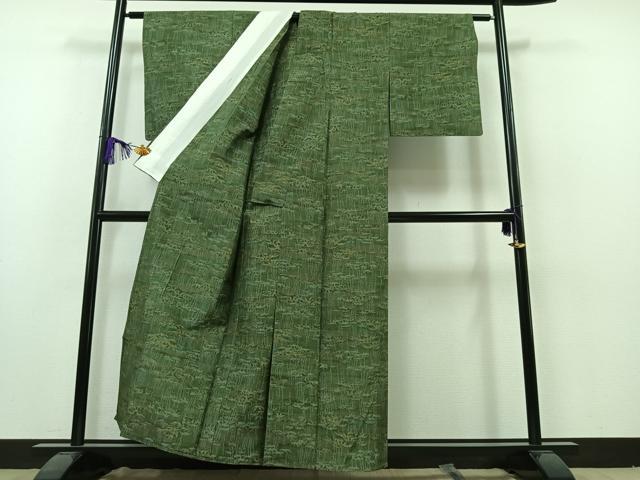 平和屋着物▽本場大島紬 単衣 樹林文 正絹 逸品 AAAZ5714jh