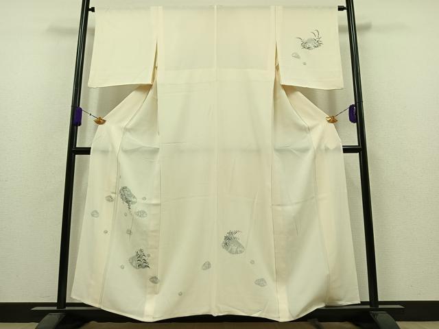 平和屋着物▽訪問着 単衣 貝合わせ花文 正絹 逸品 AAAZ5719jh