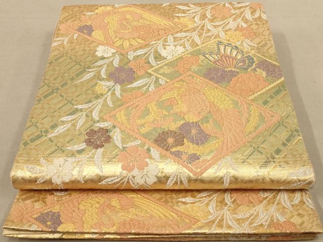 平和屋着物◎佐賀錦 六通柄袋帯 鳳凰花文 金銀糸 正絹 逸品 AAAZ5723dt