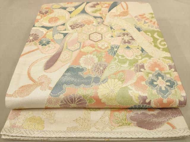 平和屋着物◎佐賀錦 六通柄袋帯 几帳花文 金銀糸 正絹 逸品 AAAZ5817dt