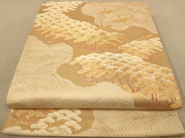 平和屋着物◎六通柄袋帯 飛鶴松文 金糸 正絹 逸品 AAAZ5831dt