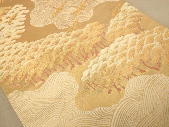 平和屋着物◎六通柄袋帯 飛鶴松文 金糸 正絹 逸品 AAAZ5831dt