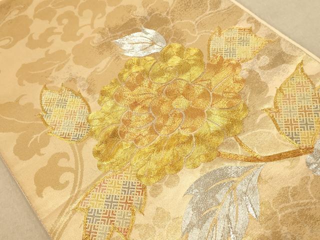 平和屋着物◎西陣多津美織物謹製 佐賀錦 太鼓柄袋帯 駒刺繍 草花文 金銀糸 正絹 逸品 AAAZ5832dt