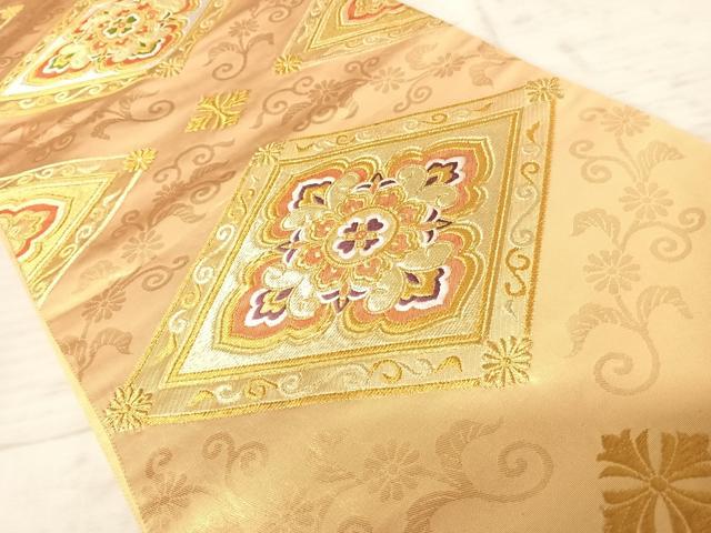 平和屋着物◎六通柄袋帯 唐織 花菱文 金糸 正絹 逸品 AAAZ5876yx