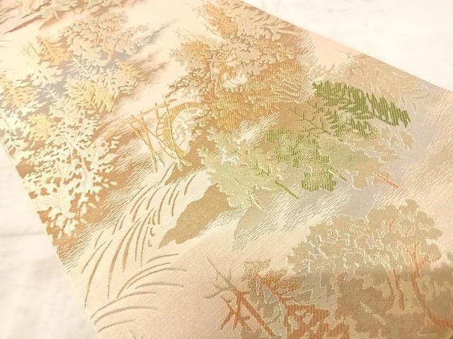 平和屋着物◎佐賀錦 六通柄袋帯 樹林文 金銀糸 正絹 逸品 AAAZ5909yx