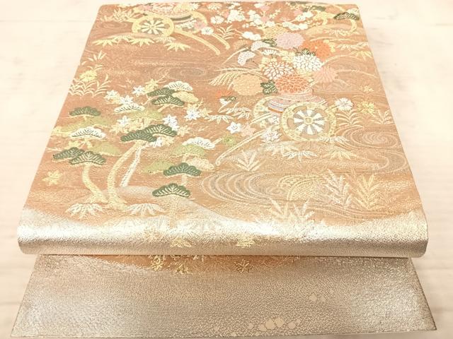 平和屋着物◎六通柄袋帯 唐織 花車文 金銀糸 正絹 逸品 AAAZ5910yx