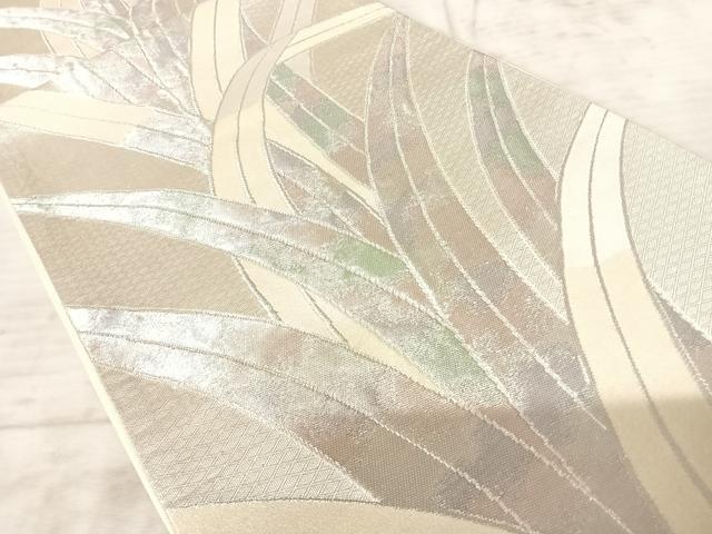 平和屋着物◎六通柄袋帯 草葉文 銀糸 正絹 逸品 AAAZ5997yx