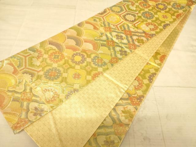 平和屋着物◎佐賀錦 六通柄袋帯 吉祥花文 金糸 正絹 逸品 AAAZ6208cs