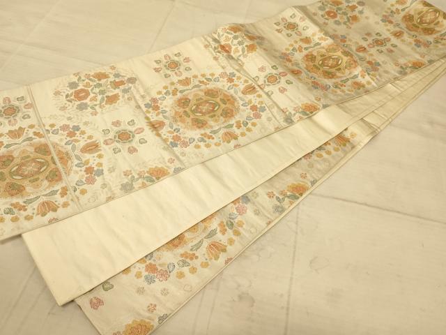 平和屋着物◎六通柄袋帯 飾花文 金糸 正絹 逸品 AAAZ6218cs