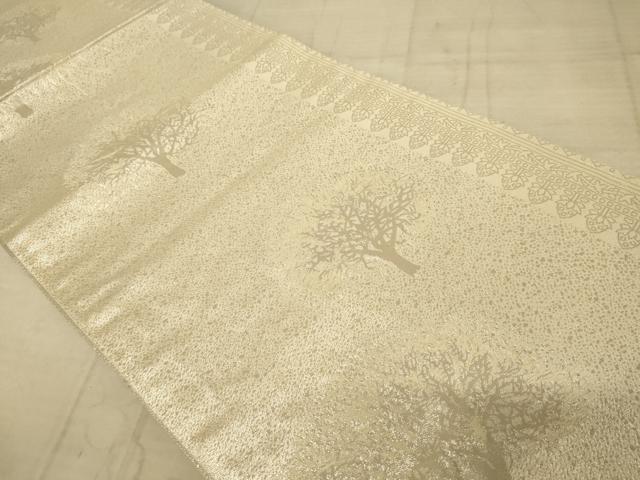 平和屋着物◎両面六通柄袋帯 草木文 金糸 正絹 逸品 AAAZ6250cs