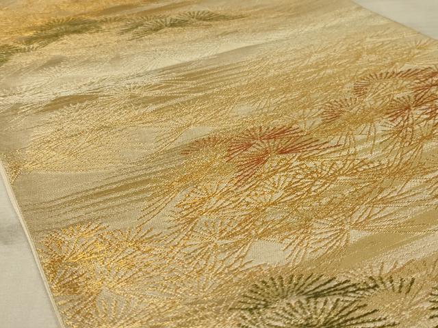 平和屋着物◎六通柄袋帯 松葉文 金糸 正絹 逸品 AAAZ6292ou