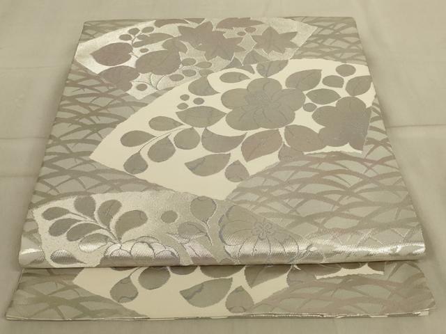 平和屋着物◎西陣 服部織物謹製 六通柄袋帯 こはく錦 手工芸 草花文 正絹 逸品 AAAZ6309ou
