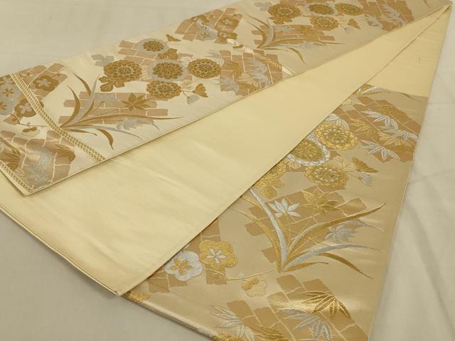 平和屋着物◎六通柄袋帯 草花文 金銀糸 正絹 逸品 AAAZ6316ou