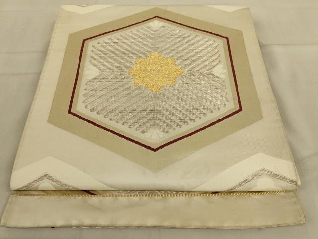 平和屋着物◎六通柄袋帯 亀甲花文 金糸 正絹 逸品 AAAZ6317ou