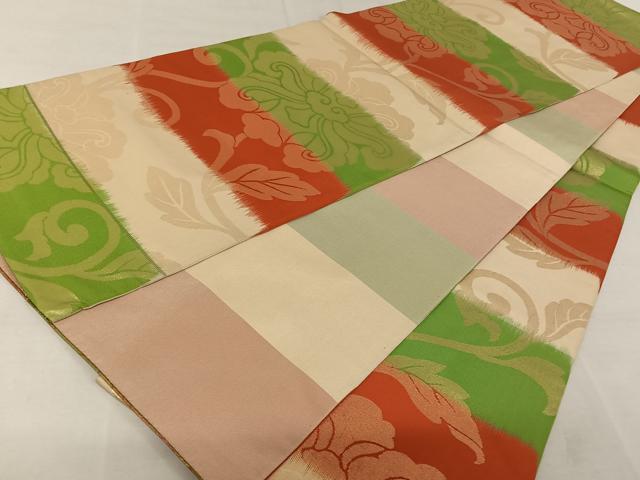 平和屋着物◎六通柄 本袋帯 花唐草文 金糸 正絹 逸品 AAAZ6375mw