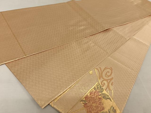 平和屋着物◎佐賀錦 六通柄袋帯 扇面花文 金糸 正絹 逸品 AAAZ6378mw