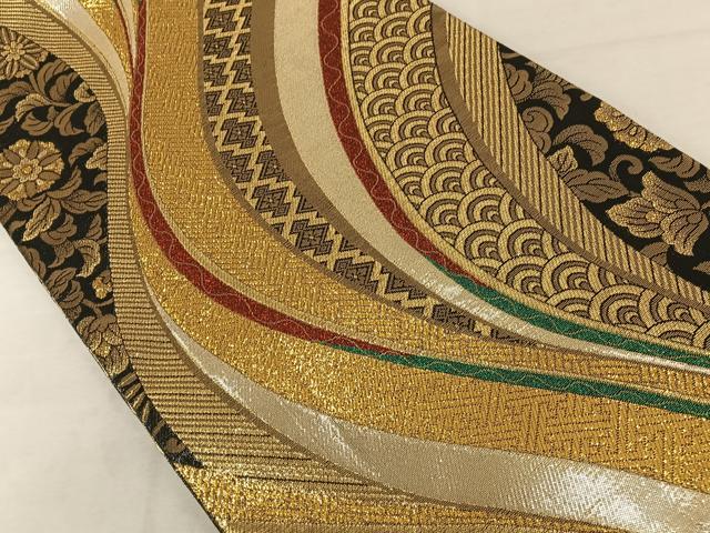 平和屋着物◎両面六通柄袋帯 吉祥花文 金糸 正絹 逸品 AAAZ6397mw
