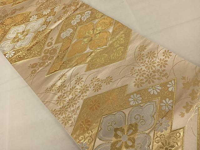 平和屋着物◎六通柄袋帯 松皮菱花文 金銀糸 正絹 逸品 AAAZ6399mw
