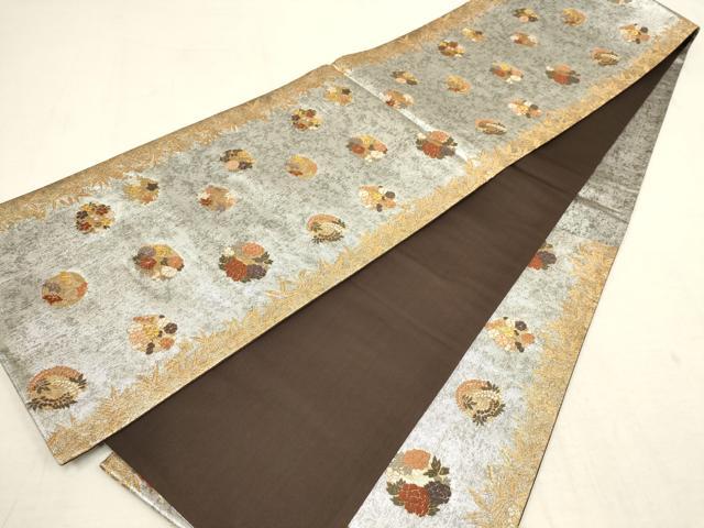 平和屋着物▼六通柄袋帯 草花丸文 金銀糸 正絹 逸品 AAAZ6497wj