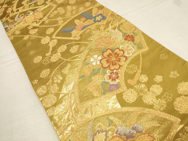 平和屋着物▼六通柄袋帯 地紙花蝶文 金銀糸 正絹 逸品 AAAZ6527wj