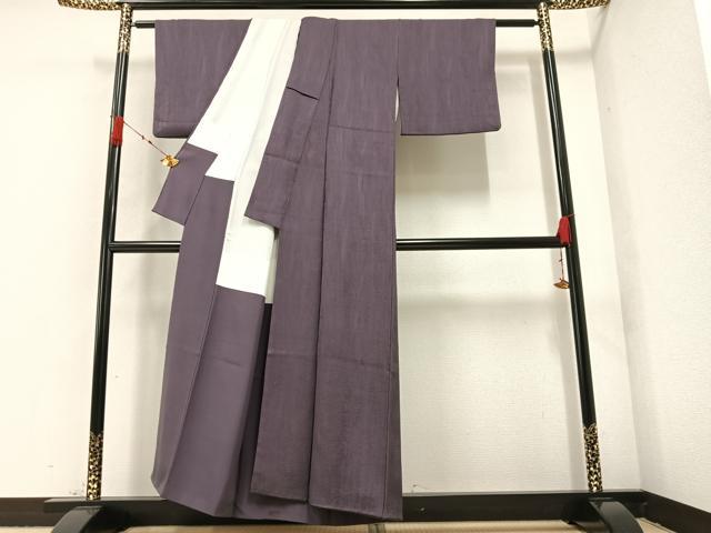 平和屋着物●上質な色無地 草木地紋 葡萄鼠色 正絹 逸品 AAAZ6806ph