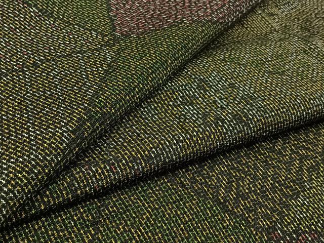 平和屋着物▽上質な紬 単衣 切嵌花文 正絹 逸品 AAAZ7134jh