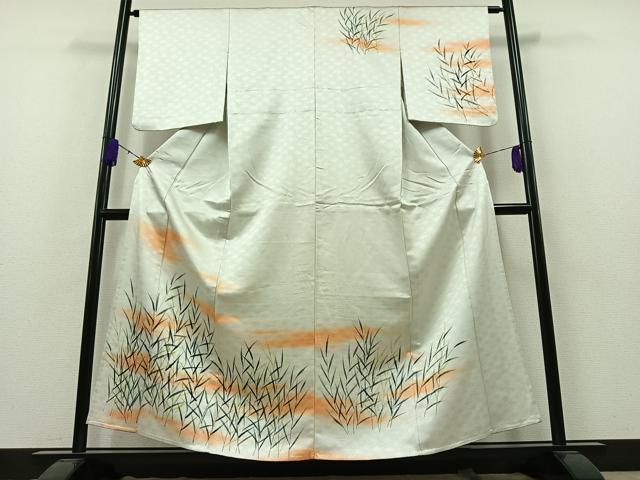 平和屋着物▽訪問着 単衣 草葉文 暈し染め 正絹 逸品 AAAZ7140jh