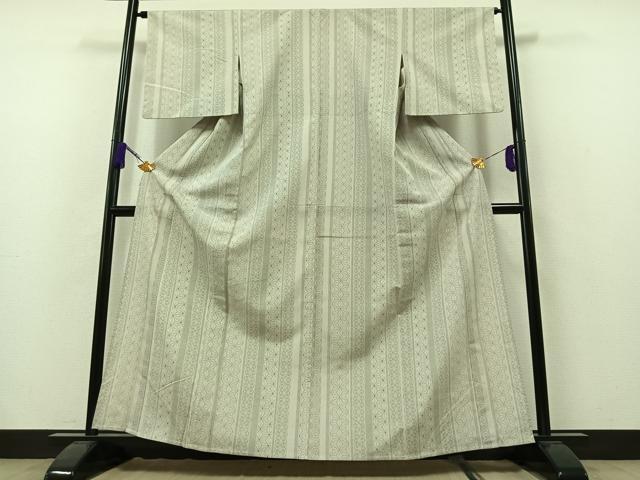 平和屋着物▽本塩沢 単衣 麻の葉間道 正絹 逸品 AAAZ7147jh