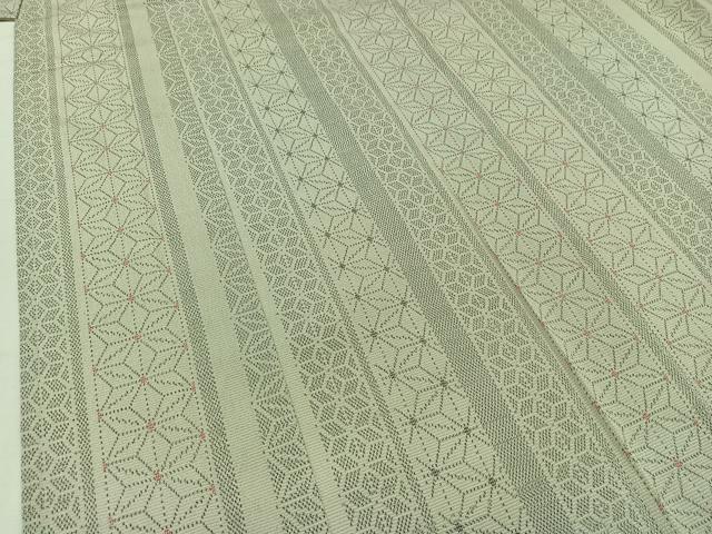 平和屋着物▽本塩沢 単衣 麻の葉間道 正絹 逸品 AAAZ7147jh