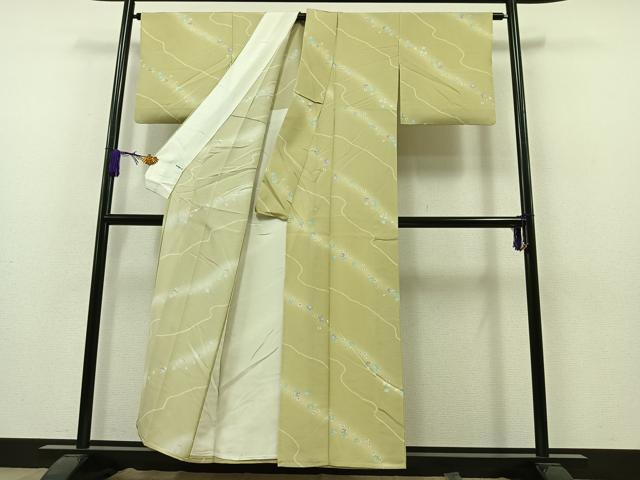 平和屋着物▽上質な小紋 単衣 舞花文 暈し染め 正絹 逸品 AAAZ7150jh