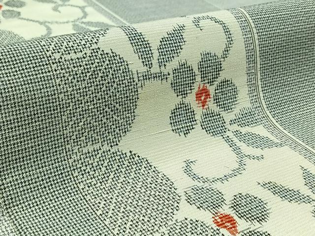 平和屋着物▽上質な紬 単衣 花唐草間道 正絹 逸品 AAAZ7151jh