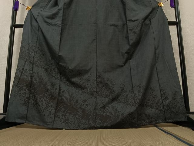 平和屋着物▽訪問着 単衣 紬地 草花文 正絹 逸品 AAAZ7155jh