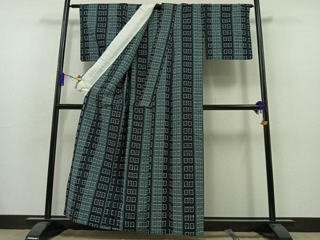 平和屋着物▽上質な紬 単衣 琉球絣文様 正絹 逸品 AAAZ7160jh