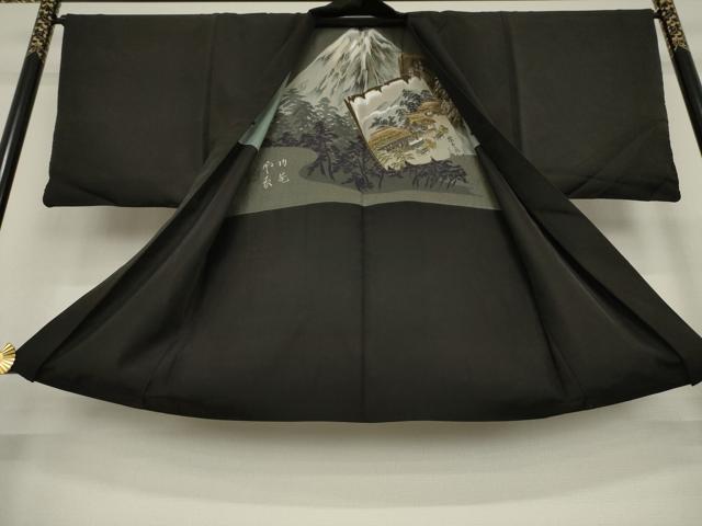 平和屋着物●男性 黒紋付 長羽織セット 正絹 逸品 AAAZ7164ck
